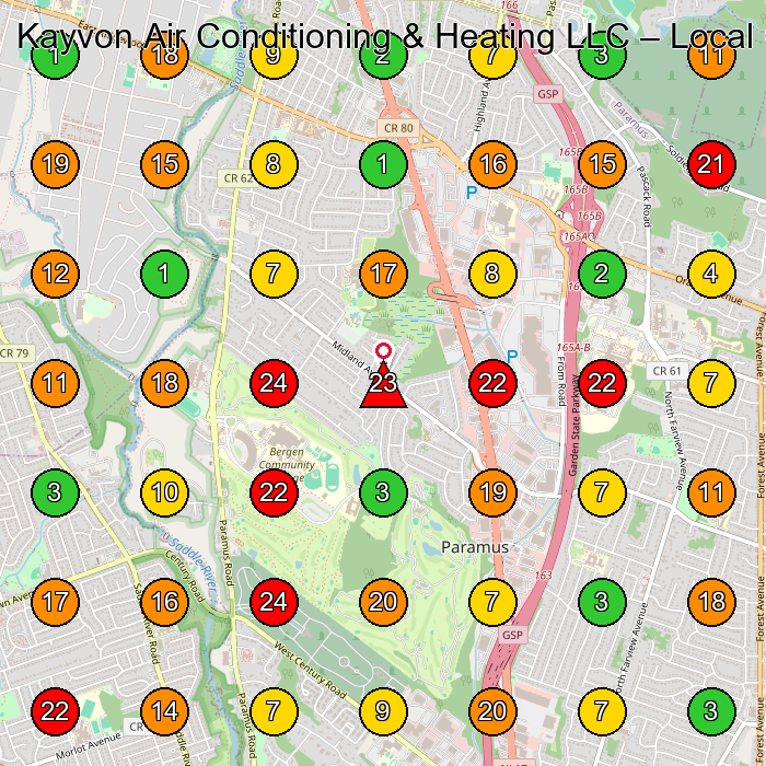 Kayvon Air Conditioning & Heating LLC Hvac Contractor GeoGrid ranking map for None